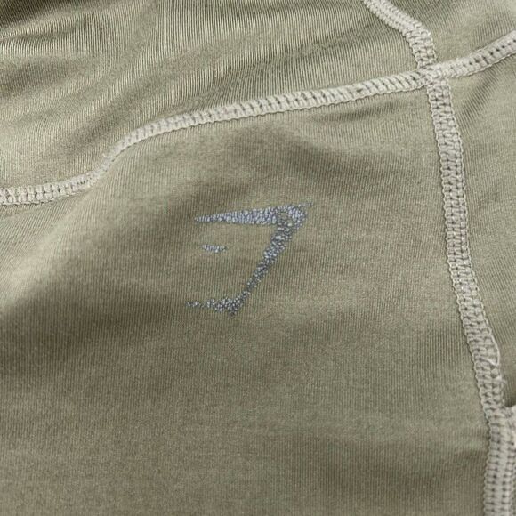 Gymshark Olive Green Ankle Leggings Mesh Panel Cutouts Size XS - Picture 3 of 7